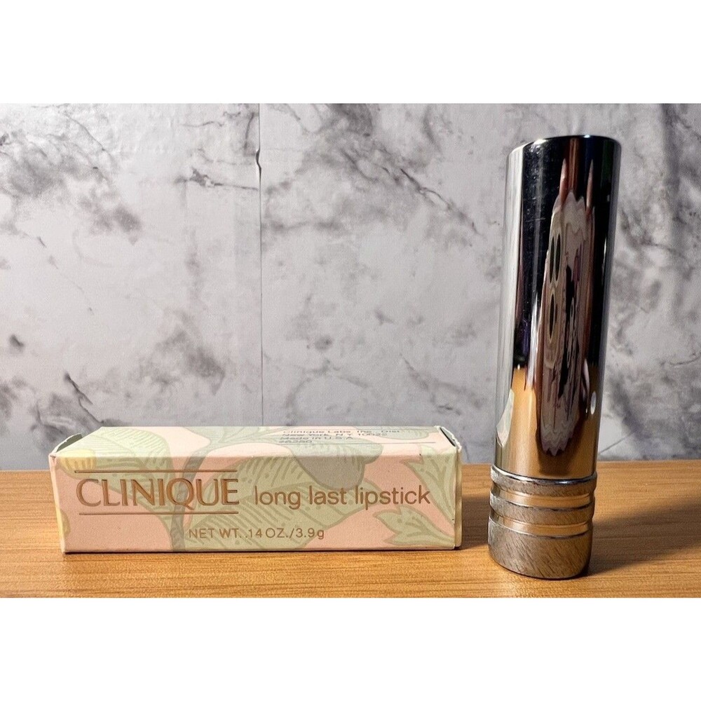 RARE VTG Original Formula Clinique Long Lasting Lipstick #02 SAUCY Silver Tube